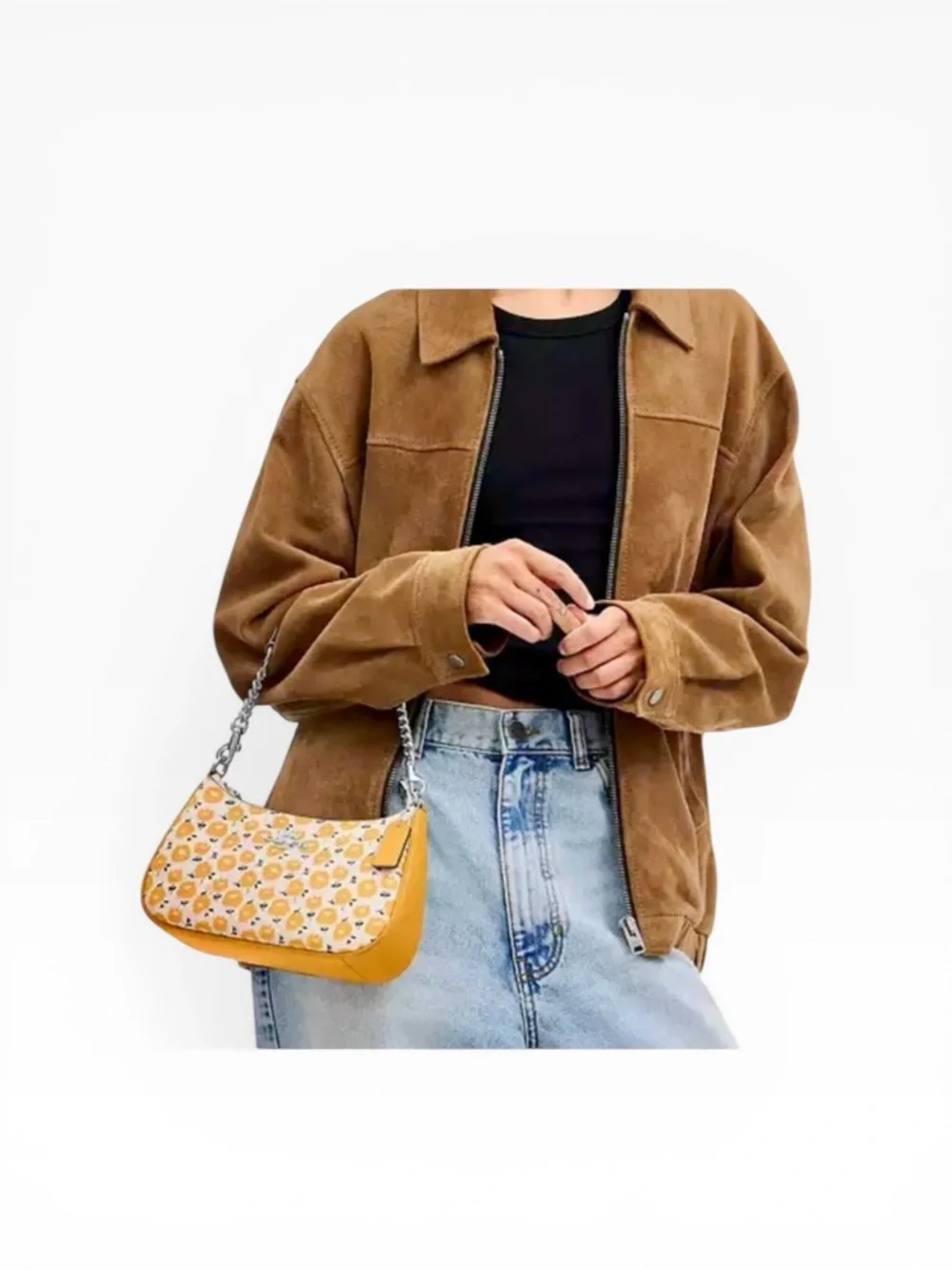 ✨ Coach Teri Shoulder Bag Floral Print Silver Chalk Buttercup NWT ✨ - Picture 16 of 16